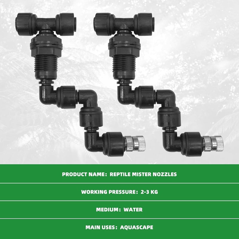 DEELEDM 2 Pack Reptile Mister Nozzles, 1/4'' Reptile Misting Nozzles, Adjustable Reptile Fogger Fine Mist Nozzles for Full Water Coverage, Replacement Micro Spray Nozzles for Reptile Terrarium Tank - Image 3